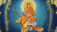 🐯 Grand Pa Yant de Luang Phor Pern Monté sur Tigre – Avec Reliquaire Doré et Fil Sai Sin Bénit # 684