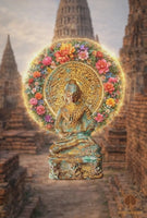 Amulette thaï ancienne du Bouddha en méditation – Bronze et or – XIXe siècle # 818