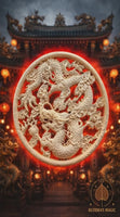 🐉 Chinese decorative carved wooden ornament – Circular Dragon #786