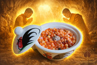 Perles reliques Sarira ambrées et pierre sacrée Hin Phra Siwali en reliquaire céramique de Lampang # 724