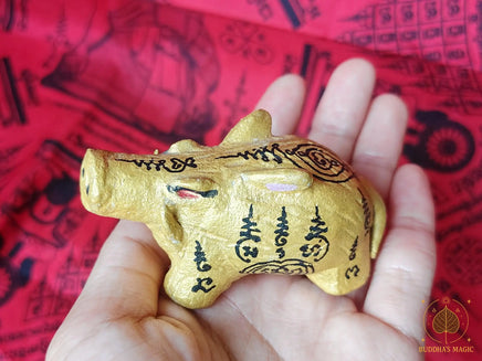 Statuette Phaya Moo sanglier sacré en terre cuite peinte # 855 Magic of the Buddha