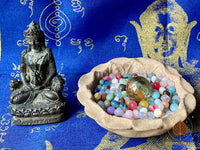 🛞 Petit lot de reliques bouddhistes tibétaines – Amitayus, coupe rituelle et reliques Ringsel # 804 Magic of the Buddha