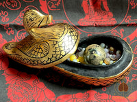 Reliquaire birman ancien en bois laqué – Canard sacré contenant bille Look Geow et perles reliques Sarira # 646