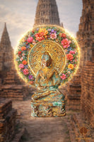 Amulette thaï ancienne du Bouddha en méditation – Bronze et or – XIXe siècle # 818 Magic of the Buddha