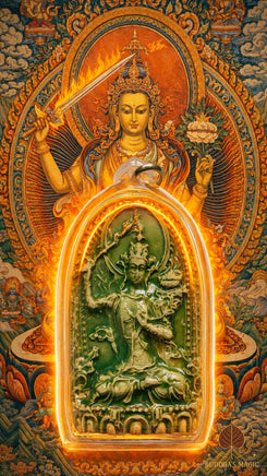 Tsa Tsa Manjushri en céramique verte – Wat Bhoman Khunaram # 849 Magic of the Buddha