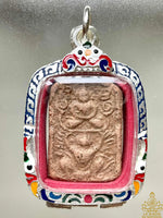 Amulette ancienne Bouddha & Phaya Kruth – Style Luang Phor Parn (Wat Bang Nom Kho, Ayutthaya) # 594