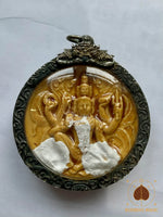 Grande amulette émaillée Jatukham Rammathep neuf visages grande fortune et richesses - Wat Ai Khiaow # 768