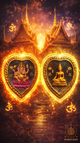 Luang Phor Tanjai and Phra Pikanet Ganesh Double Sided Amulet - Wat Phratat Doi Kham #838