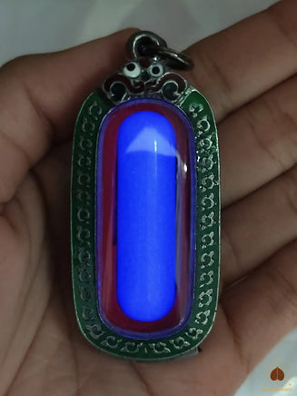 🔮 Pendentif Lingam Ye Ming Zhu en pierre sacrée chinoise fluorescente bleue # 833 Magic of the Buddha